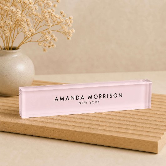 Minimalistischer Luxus Rosa Namensplakette