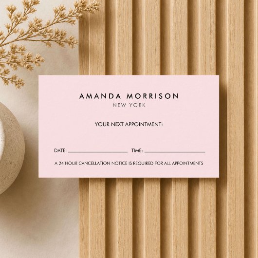 Minimalistischer Luxus Rosa Termin Visitenkarte