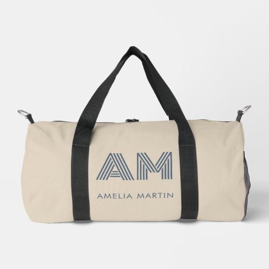 Minimalistischer Luxus Sand-Beige Monogramm Duffle Bag (Vorderseite)