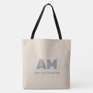 Minimalistischer Luxus Sand-Beige Monogramm Tasche