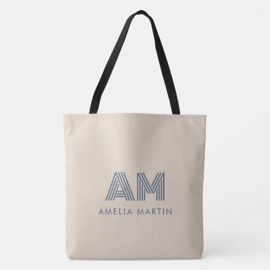 Minimalistischer Luxus Sand-Beige Monogramm Tasche (Vorderseite)