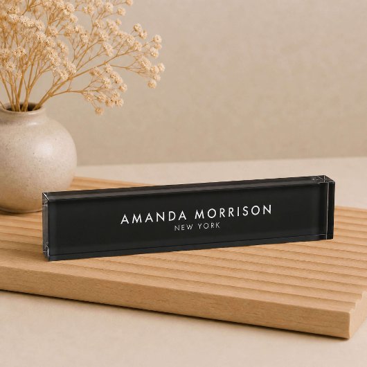 Minimalistischer Luxus Schwarz Namensplakette