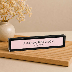 Minimalistischer Luxus Schwarz/Rosa Namensplakette