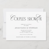 Minimalistischer Luxus-Script Schwarz-Weiß-Paar-Br Einladung (Vorderseite)