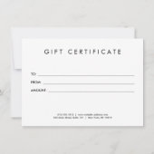Minimalistischer Luxus Waldgrün Geschenkgutschein (Rückseite)