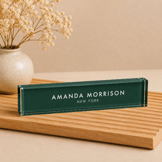 Minimalistischer Luxus Waldgrün Namensplakette