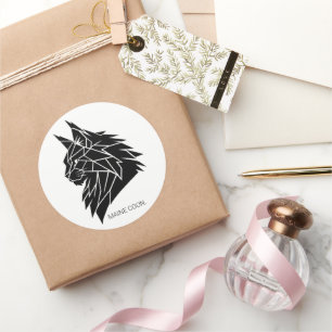 Minimalistischer Maine Coon Geometrischer Vinyl Au Runder Aufkleber