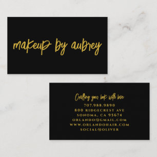 Minimalistischer Makeup-Artist-Pinsel Schrift Gold Visitenkarte