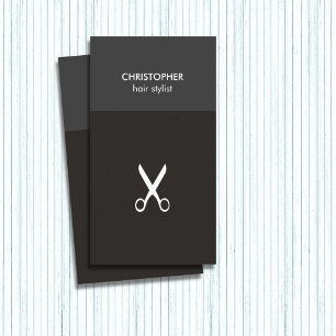 Minimalistischer Manly Grey White Scissor Hair Sty Visitenkarte