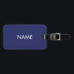 Minimalistischer marineblauer individuelle Name Gepäckanhänger<br><div class="desc">Moderne minimalistisch marineblau individuelle Name Text monogramm elegante einfache Gepäckanhänger. Anpassbarer weißer Text,  marineblauer schlichter Hintergrund. Bearbeitbare Hintergrundfarbe.</div>