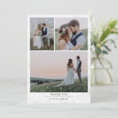 Minimalistischer Marmor 4 Foto Hochzeit Dankeskarte (Stehend Vorderseite)
