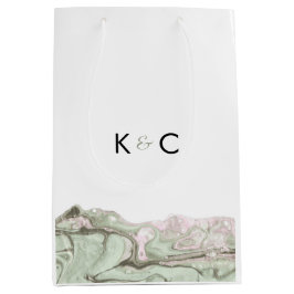 Minimalistischer Marmor aus Sage Green & Blush Pin Mittlere Geschenktüte