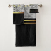 Minimalistischer Marmor aus schwarzgrauen Streifen Badhandtuch Set (Insitu)