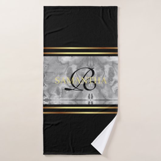 Minimalistischer Marmor aus schwarzgrauen Streifen Badhandtuch Set (Badehandtuch)