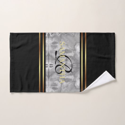 Minimalistischer Marmor aus schwarzgrauen Streifen Badhandtuch Set (Handtuch)