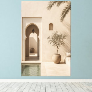 Minimalistischer marokkanischer Riad-Leinwanddruck Leinwanddruck