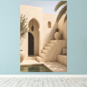 Minimalistischer marokkanischer Riad-Leinwanddruck Leinwanddruck