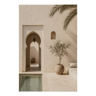Minimalistischer marokkanischer Riad-Plakat Poster