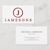 Minimalistischer Maroon Monogram Logo Embossed Eff Visitenkarte (Vorne/Hinten)