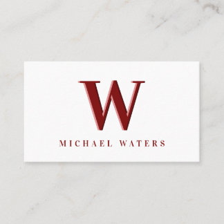 Minimalistischer Maroon Monogram Logo Embossed Eff Visitenkarte