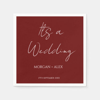 Minimalistischer Maroon Wedding Cocktail Serviette