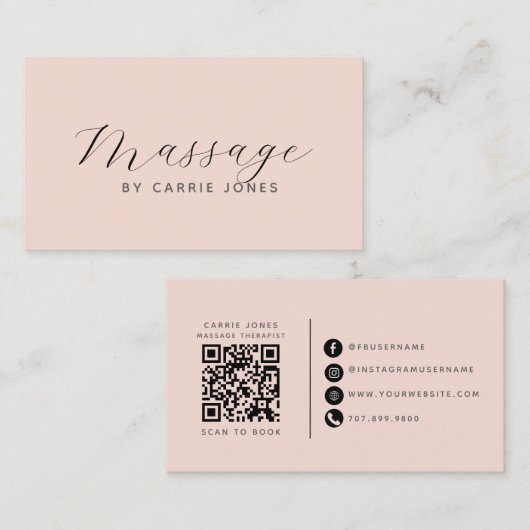 Minimalistischer Massage-Therapeut QR-Code Visitenkarte (Vorne/Hinten)
