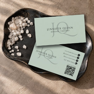 Minimalistischer Massagetherapeut Monogramm QR-Cod Visitenkarte