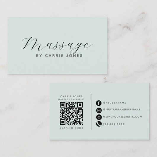 Minimalistischer Massagetherapeut QR-Code Visitenkarte (Vorne/Hinten)