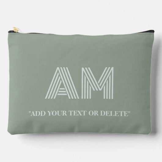 Minimalistischer Matcha-Grün-Monogramm Zubehörtasche (Vorderseite)