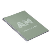Minimalistischer Matcha-Salbei-Grün-Monogramm Notizblock (Rechte Seite)