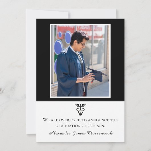 Minimalistischer Medizinstudium Modernes Schwarz-w Ankündigung (Rückseite)