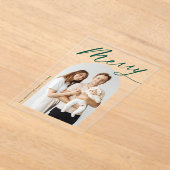 Minimalistischer Merry Green Script Arch Foto Holi Acryleinladungen (Ablage )