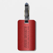 Minimalistischer Metallic Red Brushed Aluminium Lo Gepäckanhänger (Rückseite vertikal)
