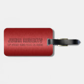Minimalistischer Metallic Red Brushed Aluminium Lo Gepäckanhänger (Rückseite horizontal)