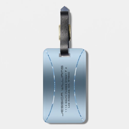 Minimalistischer metallischer blauer Hintergrund Gepäckanhänger (Rückseite vertikal)