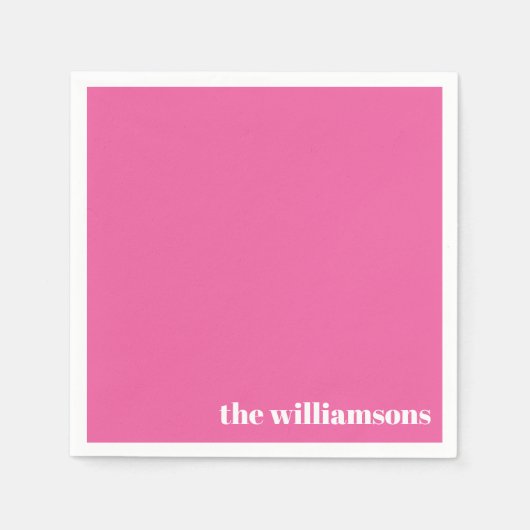 Minimalistischer Mit Monogramm Name Retro Hot Pink Serviette (Vorderseite)