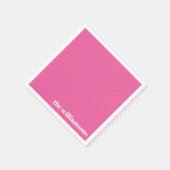 Minimalistischer Mit Monogramm Name Retro Hot Pink Serviette (Ecke)