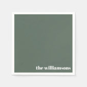 Minimalistischer Mit Monogramm Name Retro Sage Gre Serviette (Vorderseite)