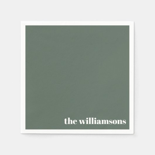 Minimalistischer Mit Monogramm Name Retro Sage Gre Serviette (Vorderseite)