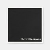 Minimalistischer Mit Monogramm Name Retro Schwarz- Serviette (Vorderseite)