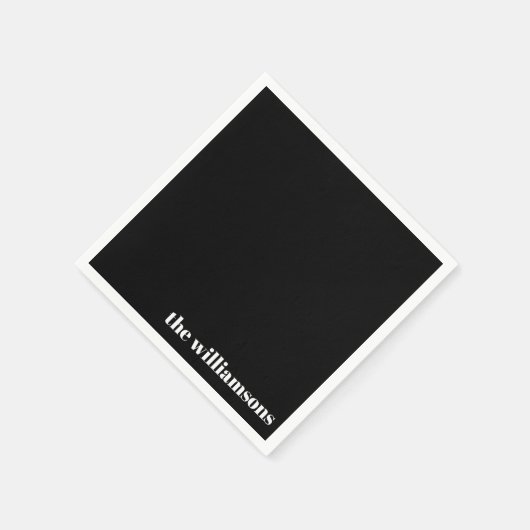 Minimalistischer Mit Monogramm Name Retro Schwarz- Serviette (Ecke)