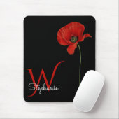 Minimalistischer Mit Monogramm Roter Mohn auf Schw Mousepad (Mit Mouse)