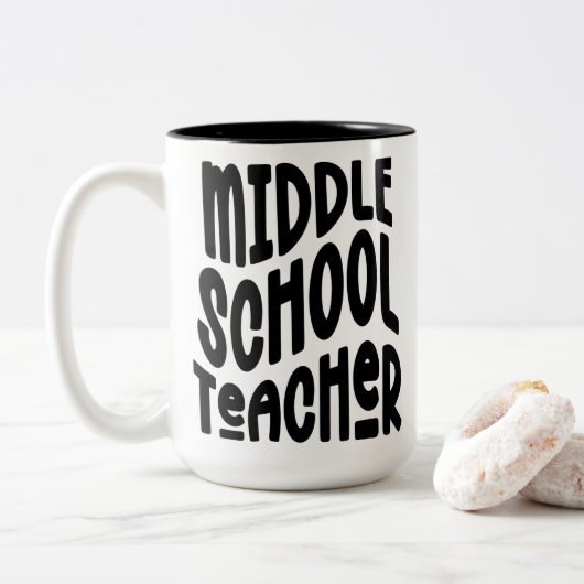 Minimalistischer Mittelschullehrer Zweifarbige Tasse (Mit Donut)