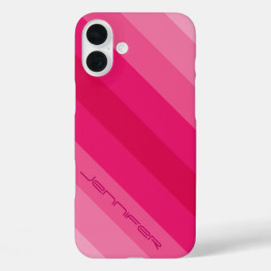 Minimalistischer, moderner 5 rosa Diagonalstreifen iPhone 16 Plus Hülle