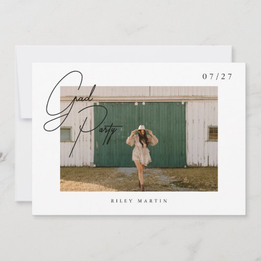 Minimalistischer moderner Abschluss für Skript 4 F Einladung (Vorderseite)