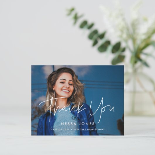 Minimalistischer moderner Abschluss Vielen Dank Fo Postkarte (Stehend Vorderseite)