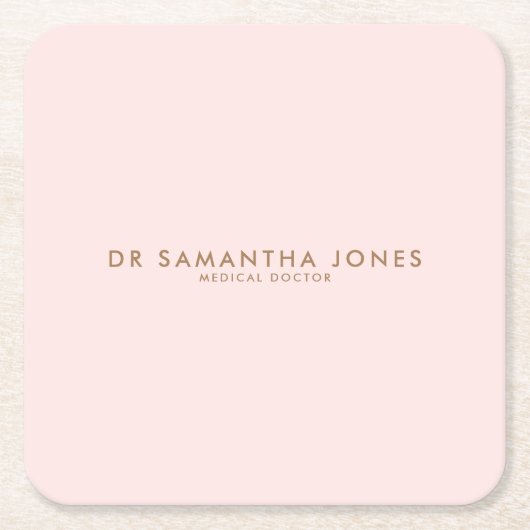 Minimalistischer moderner Arzt Beruflich rosa Rechteckiger Pappuntersetzer (Vorderseite)