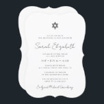 Minimalistischer moderner Bat Mitzvah Star von Dav Einladung<br><div class="desc">Design besteht aus Sans Serif Typografie und spielerischer,  kursiver Schrift Typografie auf einem einfachen Hintergrund. Abrufbar unter: http://www.zazzle.com/store/selectpartysupplies</div>
