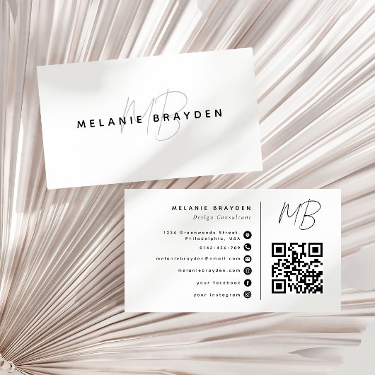 Minimalistischer, moderner Beruflicher QR-Code Visitenkarte