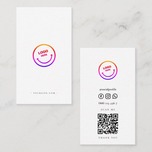 Minimalistischer moderner Beruflicher QR-Code Visitenkarte (Vorne/Hinten)